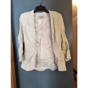 H&M Linen Blend Open Front Business Casual Blazer Jacket Women's Size 8